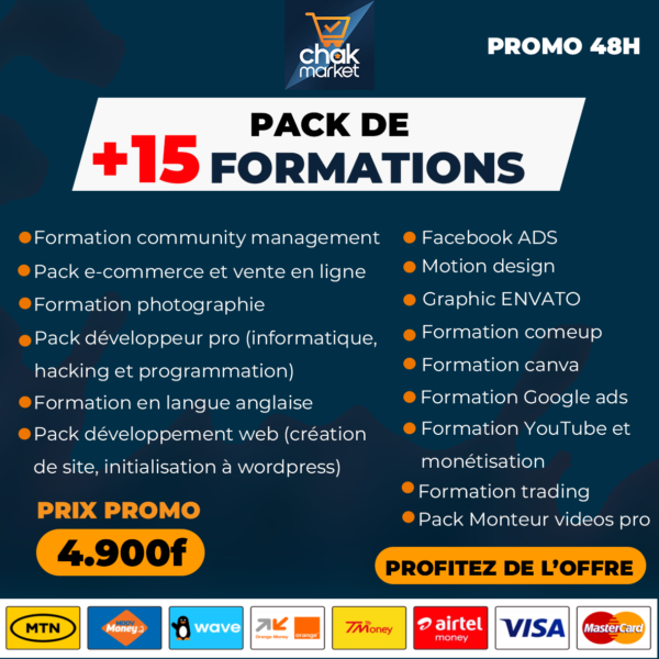 Pack Ultime de Formations Digitales : Web, Graphisme, Marketing, Trading, Langues, Hacking et plus !